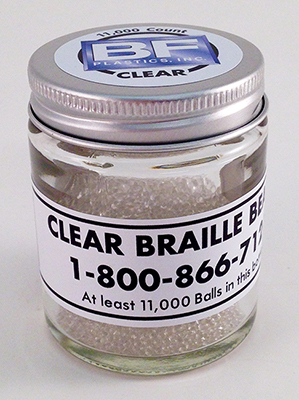 Braille Beads Clear Acrylic 11,000 Per Jar
